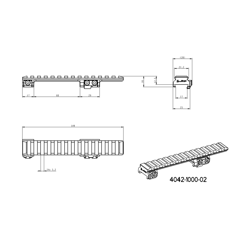 CZ 550 & CZ 557 Picatinny rail | Short