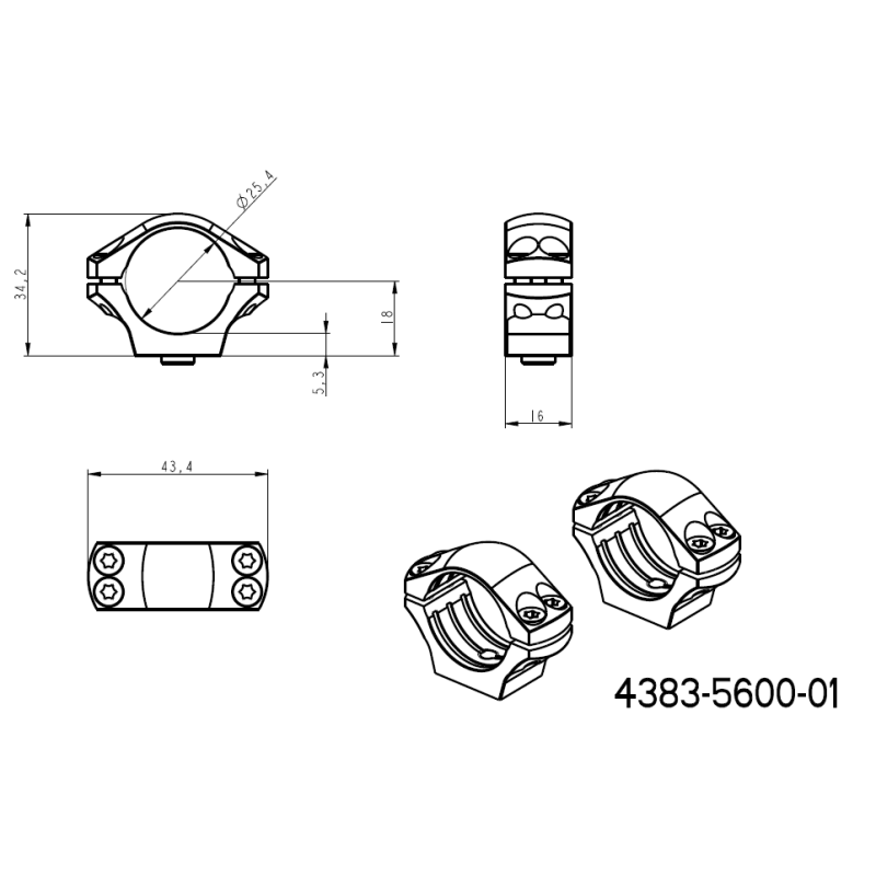 1 inch scope rings [25,4mm] | long Blaser base