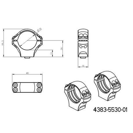 30mm anneaux de lunette | longue base tactique QD Picatinny 