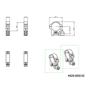 30mm scope rings | Picatinny base with lever - Medium